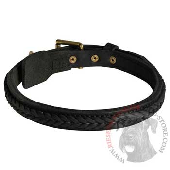 Braided Leather Collar for Riesenschnauzer