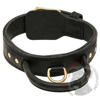 Leather Dog Collar with Handle for Riesenschnauzer