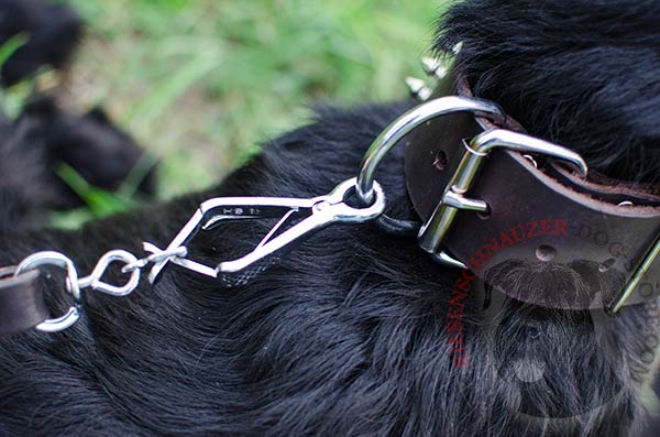 Long servicing Leather collar with resistant to corrosion hardware