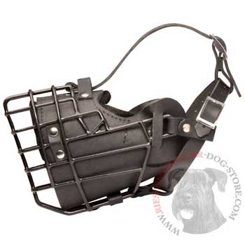 Leather Riesenschnauzer Muzzle Padded Metal Basket