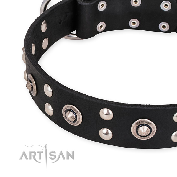 Full grain genuine leather collar with durable buckle for your stylish dog