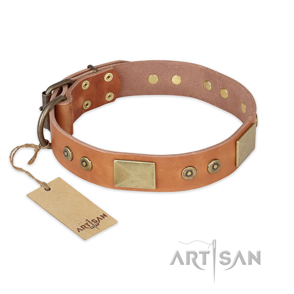 Amazing full grain natural leather dog collar for comfortable wearing