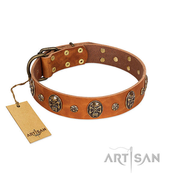 Designer full grain genuine leather collar for your pet
