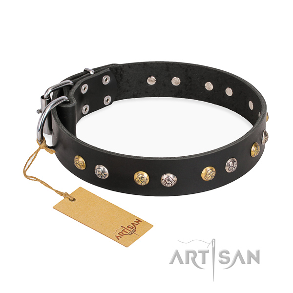 Basic training stunning dog collar with strong traditional buckle