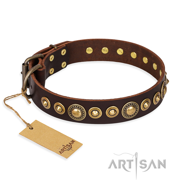 Top rate full grain genuine leather collar made for your four-legged friend