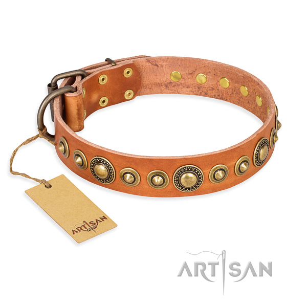 Gentle to touch leather collar crafted for your four-legged friend