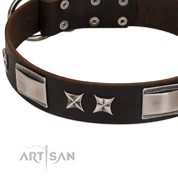 Fine quality collar of full grain leather for your beautiful doggie
