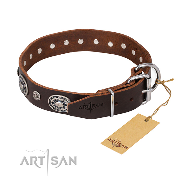 Best quality full grain genuine leather dog collar made for basic training