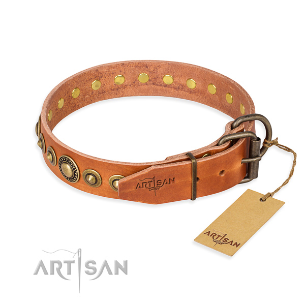 Top notch natural genuine leather dog collar made for handy use