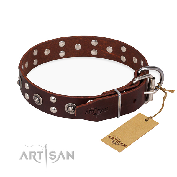 Corrosion proof buckle on leather collar for your attractive dog