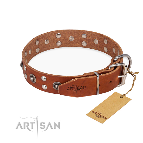 Rust resistant hardware on full grain genuine leather collar for your handsome pet