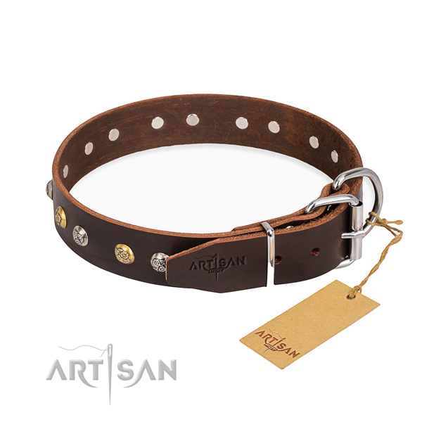 Soft full grain leather dog collar created for comfortable wearing