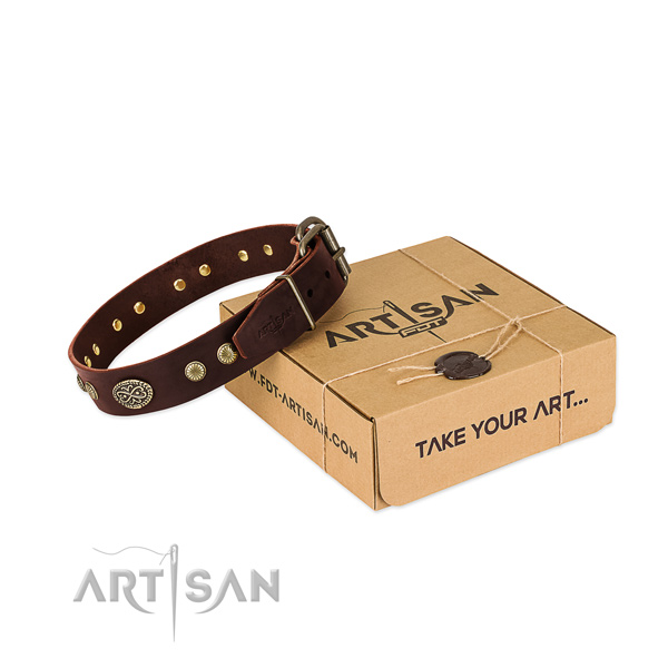 Reliable adornments on Genuine leather dog collar for your pet