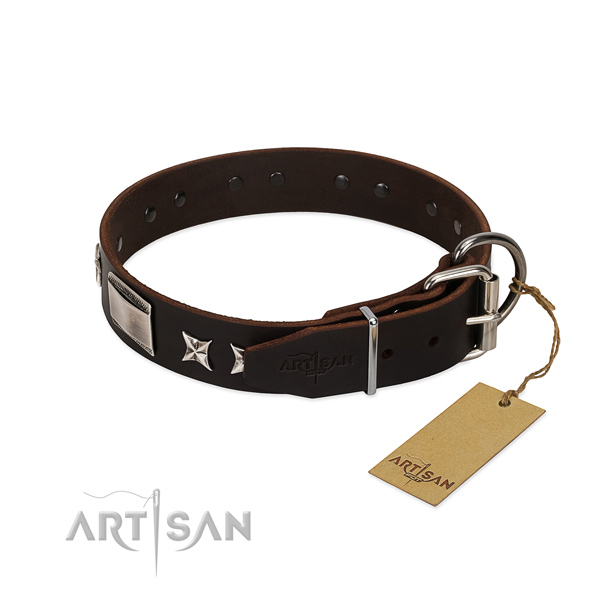 Perfect fit collar of full grain leather for your lovely dog
